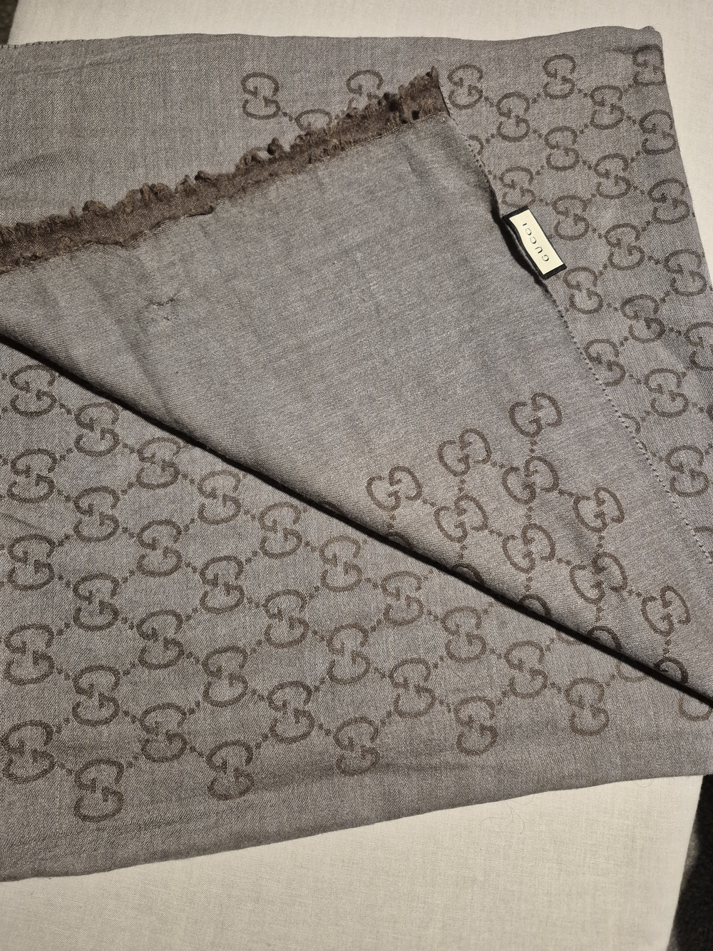 Gucci Pashmina/shawl Brown Grey With GG Logo